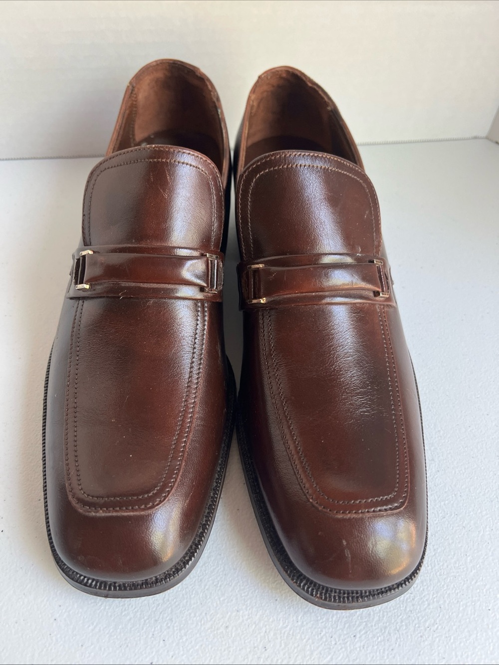 Vintage Florsheim Broadmoor Loafers Toast Brown Horse bit 1970s Size 9.5 2A